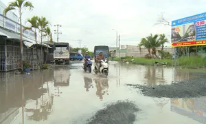 Lội sông trên đường