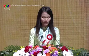 Nhà báo Nguyễn Ngân phát biểu tại Lễ kỷ niệm 100 năm ngày Báo chí cách mạng Việt Nam