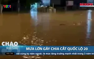 Mưa lớn gây chia cắt quốc lộ 20