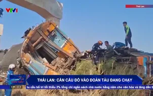Thái Lan: Cần cẩu đổ vào đoàn tàu đang chạy