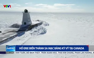 Hồ Erie biến thành sa mạc băng kỳ vỹ tại Canada