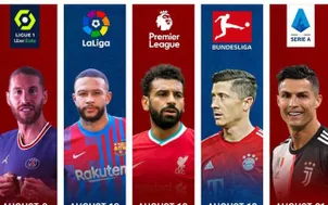 Lịch thi đấu, kết quả, BXH các giải bóng đá VĐQG châu Âu: Ngoại hạng Anh, Bundesliga, Serie A, La Liga, Ligue 1