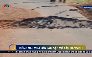 Đồng Nai Mưa lớn làm sập mố cầu dân sinh