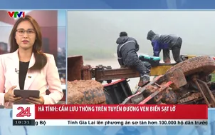 Hà Tĩnh: Cấm lưu thông trên tuyến đường ven biển sạt lở