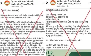 Cảnh báo fanpage giả mạo Ủy ban MTTQ huyện Lâm Thao để lừa đảo