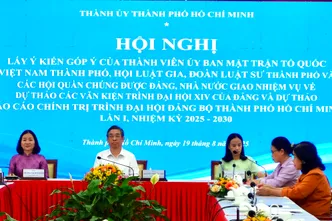 Các thành viên Mặt trận Tổ quốc góp ý Văn kiện Đại hội Đảng bộ TP Hồ Chí Minh
