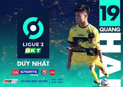 VTVcab officially owns the rights to broadcast Quang Hai's matches in Ligue 2