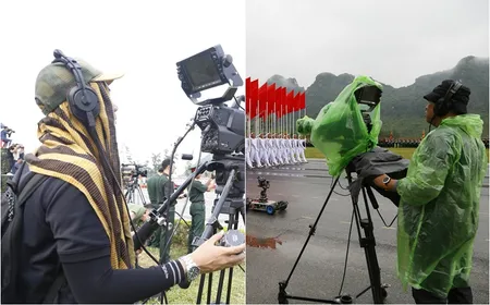 Ekip VTV 'vượt nắng thắng mưa' giữ trọn khoảnh khắc hào hùng Lễ diễu binh, diễu hành