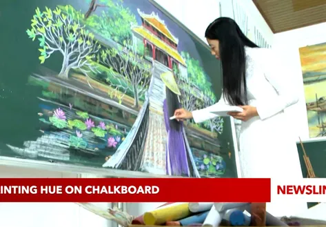 Painting Hue on chalkboard