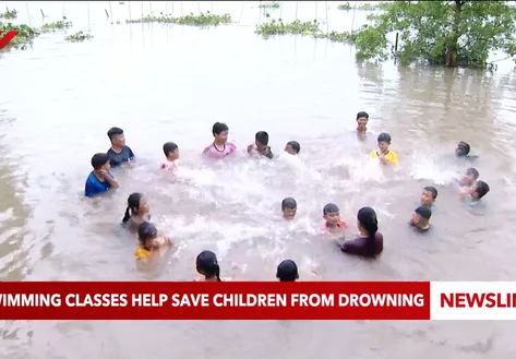 Swimming classes help save children from drowning