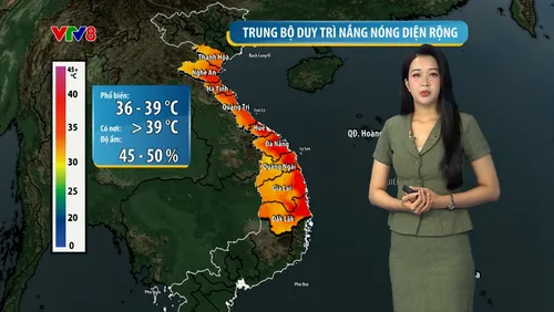 Dự báo thời tiết 21/7: Trung Bộ tiếp tục chìm trong nắng nóng, có nơi trên 39°C 