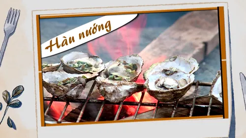 Thưởng thức hàu nướng mỡ hành ngay trên gành đá Thiên Cầm 