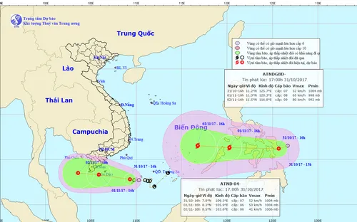 Chủ động ứng phó diễn biến hai áp thấp nhiệt đới