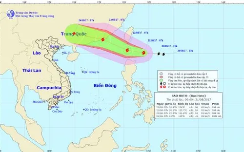 Bão giật cấp 10 xuất hiện gần Biển Đông