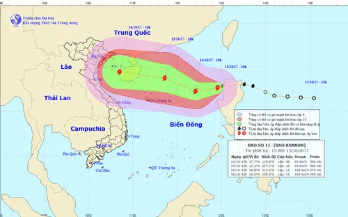 Bão số 11 Khanun tăng cấp và hướng về Bắc Trung Bộ