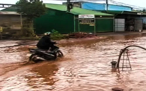 Lâm Đồng: Người dân dùng máy bơm nước...để chống ngập tuyến quốc lộ!