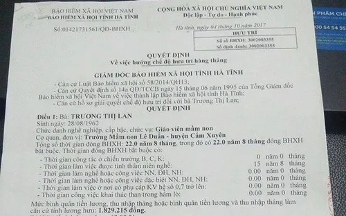 Cô giáo nhận lương hưu 1,3 triệu/tháng sau 37 năm công tác