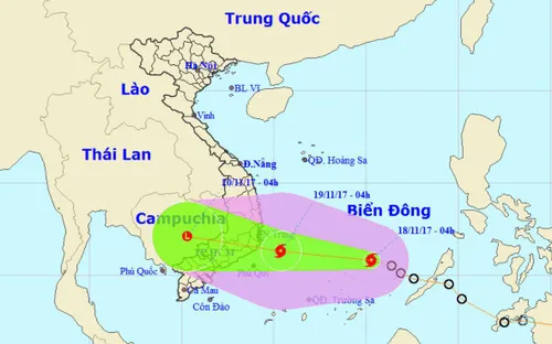 Bão số 14 hướng vào Nam Trung Bộ, Nam Bộ