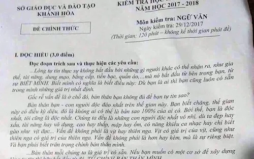 Khánh Hòa: Dừng thi học kì I đối với khối lớp 12 vì nghi bị lộ đề