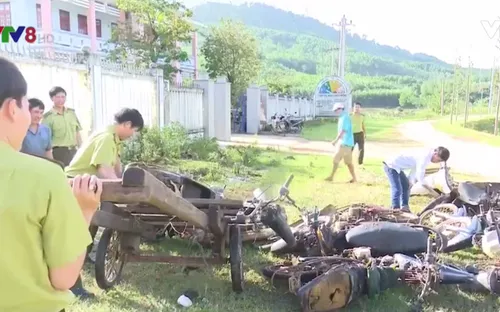 Bình Định: Tiêu hủy 32 xe máy độ chế chở gỗ lậu của lâm tặc