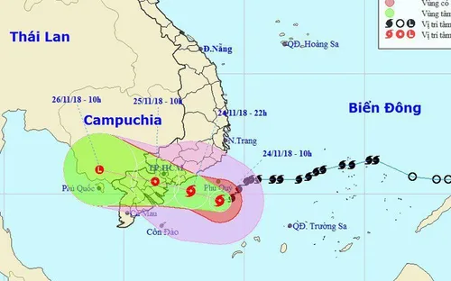 Bão số 9 suy yếu tiếp tục gây mưa to ở các tỉnh Trung và Nam Bộ