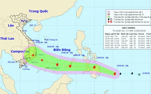 Bão Sanba khả năng sẽ đi vào Biển Đông ngày 30 Tết