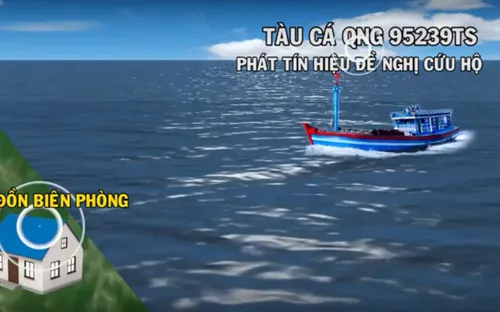 Lai dắt vào bờ tàu cá Quảng Ngãi hỏng máy trên biển