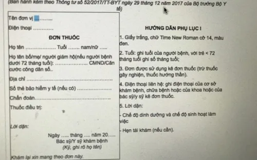 Bỏ quy định ghi số chứng minh thư của bố, mẹ trên đơn thuốc cho trẻ