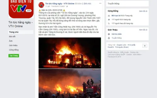 Facebook khóa trang page giả mạo VTV, đưa tin sai sự thật