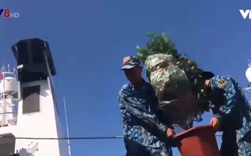 Tiếp nhận quà tết cho bộ đội Trường Sa