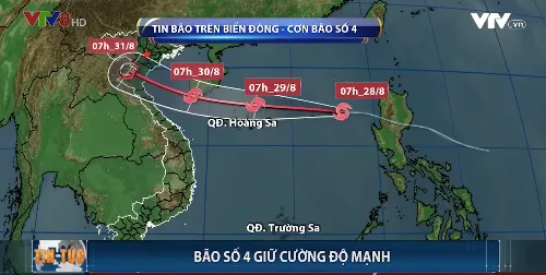 Bão số 4 có tên quốc tế là Podul vẫn giữ cường độ mạnh