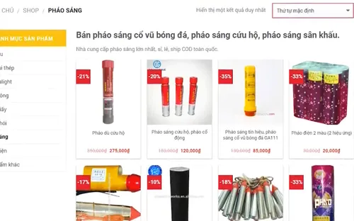 Dễ dàng mua bán pháo sáng trên mạng Internet