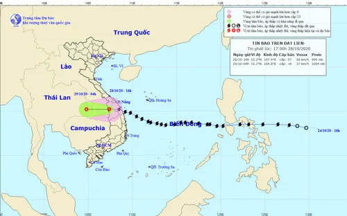 Bão số 9 suy yếu thành áp thấp nhiệt đới