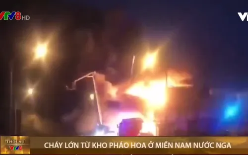 Cháy lớn từ kho pháo hoa ở miền nam nước Nga