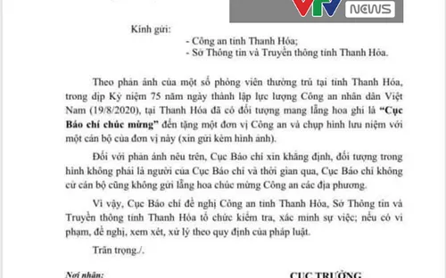 Giả danh Cục Báo chí chúc mừng ngày truyền thống Công an nhân dân
