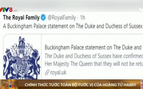 Hoàng gia Anh tước toàn bộ tước vị danh dự của Hoàng tử Harry