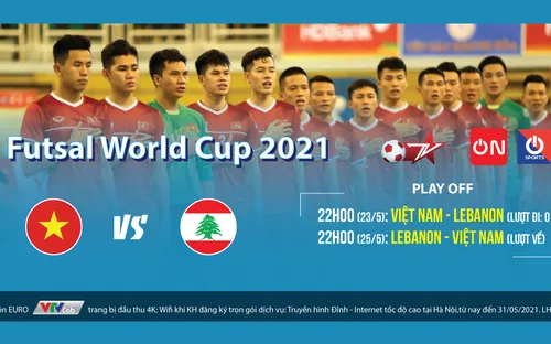 Playoff lượt về Futsal World Cup 2021: Việt Nam giành vé dự World Cup? (22h, 25/5, VTVcab)