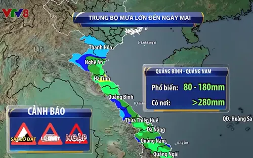 Cảnh báo mưa lớn khu vực Trung bộ