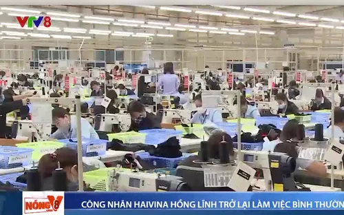 Công nhân công ty TNHH Haivina Hồng Lĩnh đi làm trở lại