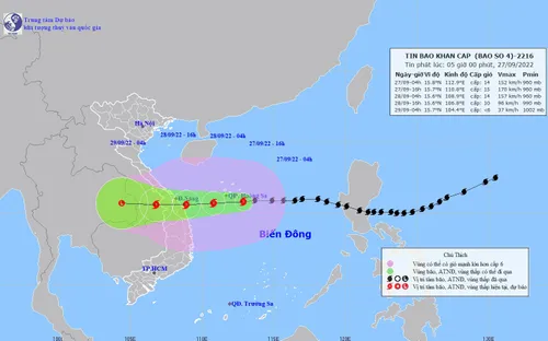 CẬP NHẬT: Bão số 4 tăng 1 cấp, dự báo còn mạnh thêm
