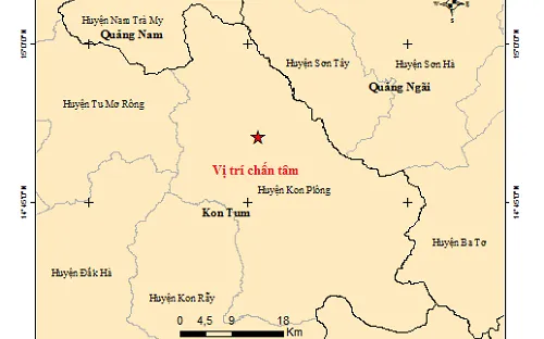 Kon Tum lại xảy ra 2 trận động đất liên tiếp