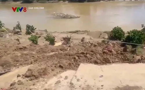 Đắk Nông: Sông Krông Nô sạt lở nghiêm trọng cuốn trôi đường bê tông