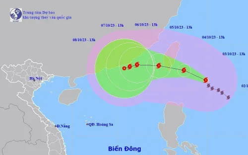 Bão KOINU di chuyển theo hướng Tây Bắc với tốc độ khoảng 10km/h