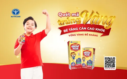 Quét mã QR trúng vàng, trúng xe cùng Nutricare Colos24h Grow Plus - Bé tăng cân cao khỏe