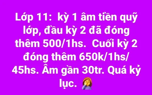 Vụ thu quỹ lớp "bất thường": Đình chỉ thu 1 triệu đồng để liên hoan, dã ngoại