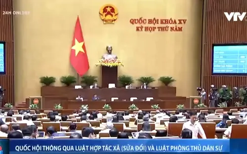 Quốc hội đã thông qua Luật Hợp tác xã (sửa đổi) và Luật Phòng thủ dân sự.