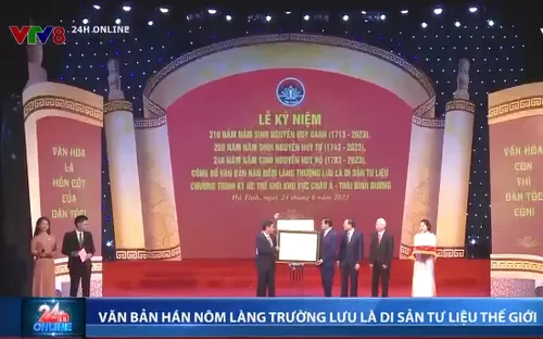 Hà Tĩnh đón Bằng công nhận Văn bản Hán Nôm Làng Trường Lưu là di sản tư liệu Chương trình ký ức thế giới Khu vực Châu Á - Thái Bình Dương
