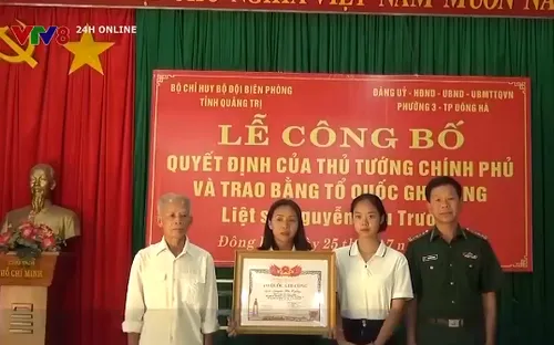 Quảng Trị trao bằng "Tổ quốc ghi công" cho thân nhân 2 gia đình Liệt sĩ