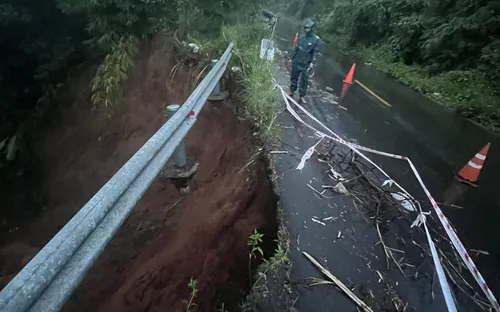 Sạt lở nghiêm trọng tuyến đường nối Bình Phước và Lâm Đồng