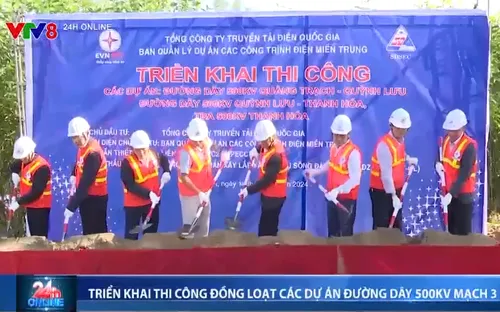 Thi công dự án đường dây 500 KV mạch 3 đoạn Quảng Trạch - Quỳnh Lưu, Quỳnh Lưu - Thanh Hoá.